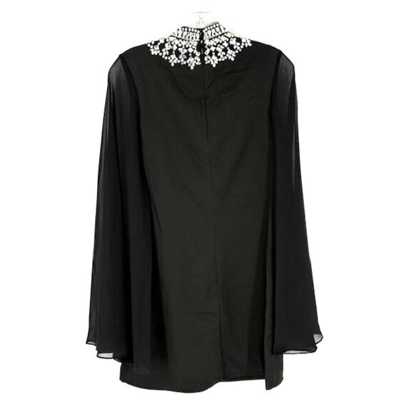 Mac Duggal Rhinestone High Neck Kimono Sleeve Cocktail Dress in Black – Size 4 - Picture 5 of 9